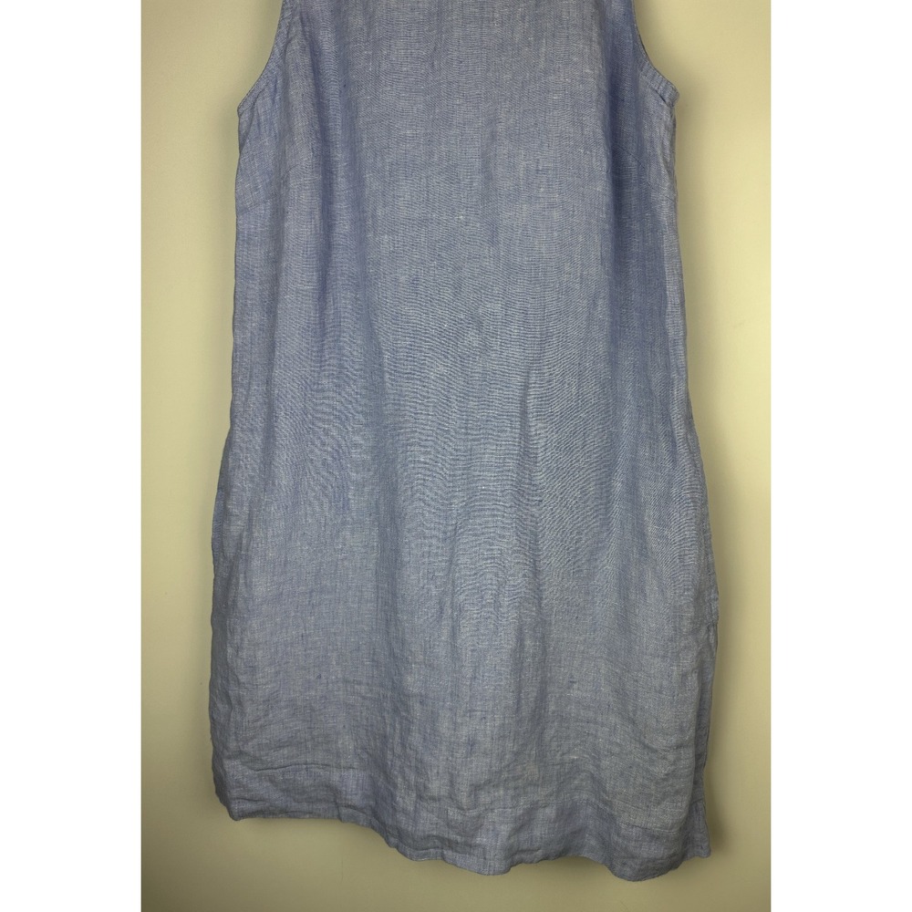 J.crew 100% Linen Button Back Shift Dress in Beauchamps J2466 Blue Size XS - Picture 4 of 12
